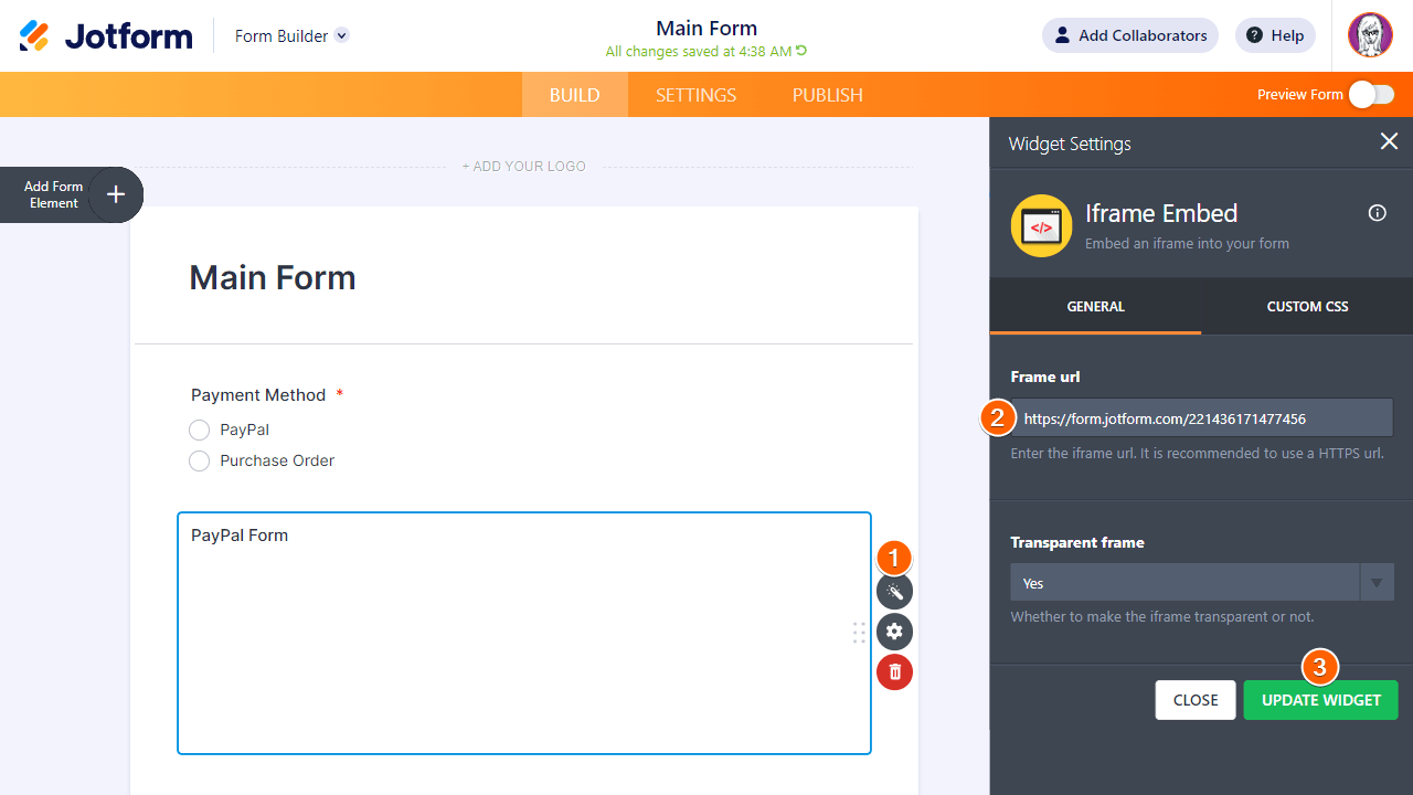Form Builder Iframe Embed