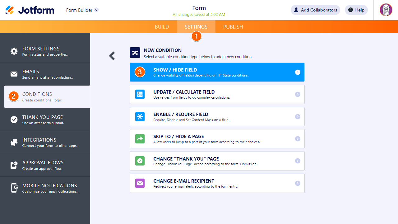 Jotform Form Builder Conditional Formatting