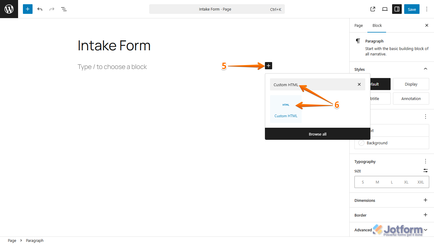 Add Custom HTML in WordPress editor