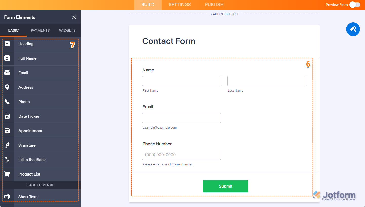 Adding Basic Elements in Form Builder Jotform
