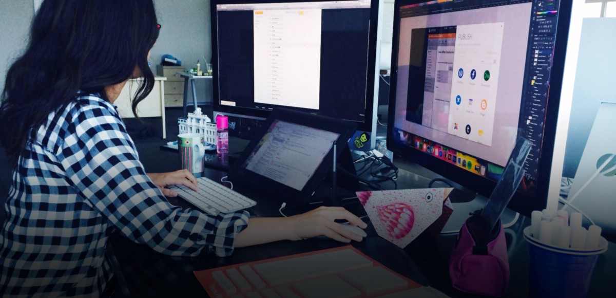 designer working on a task