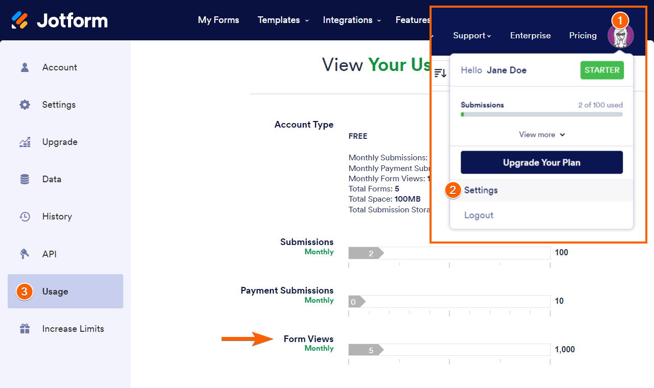 Enlace de Configuración a través del Menú de Perfil