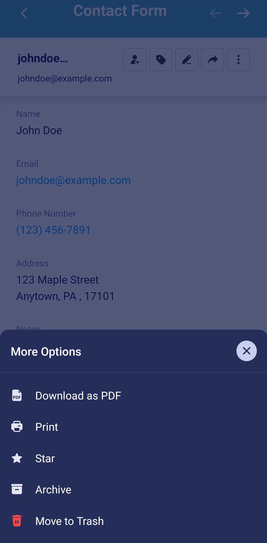 Más opciones desde la opción de envío en la app Jotform Mobile Forms