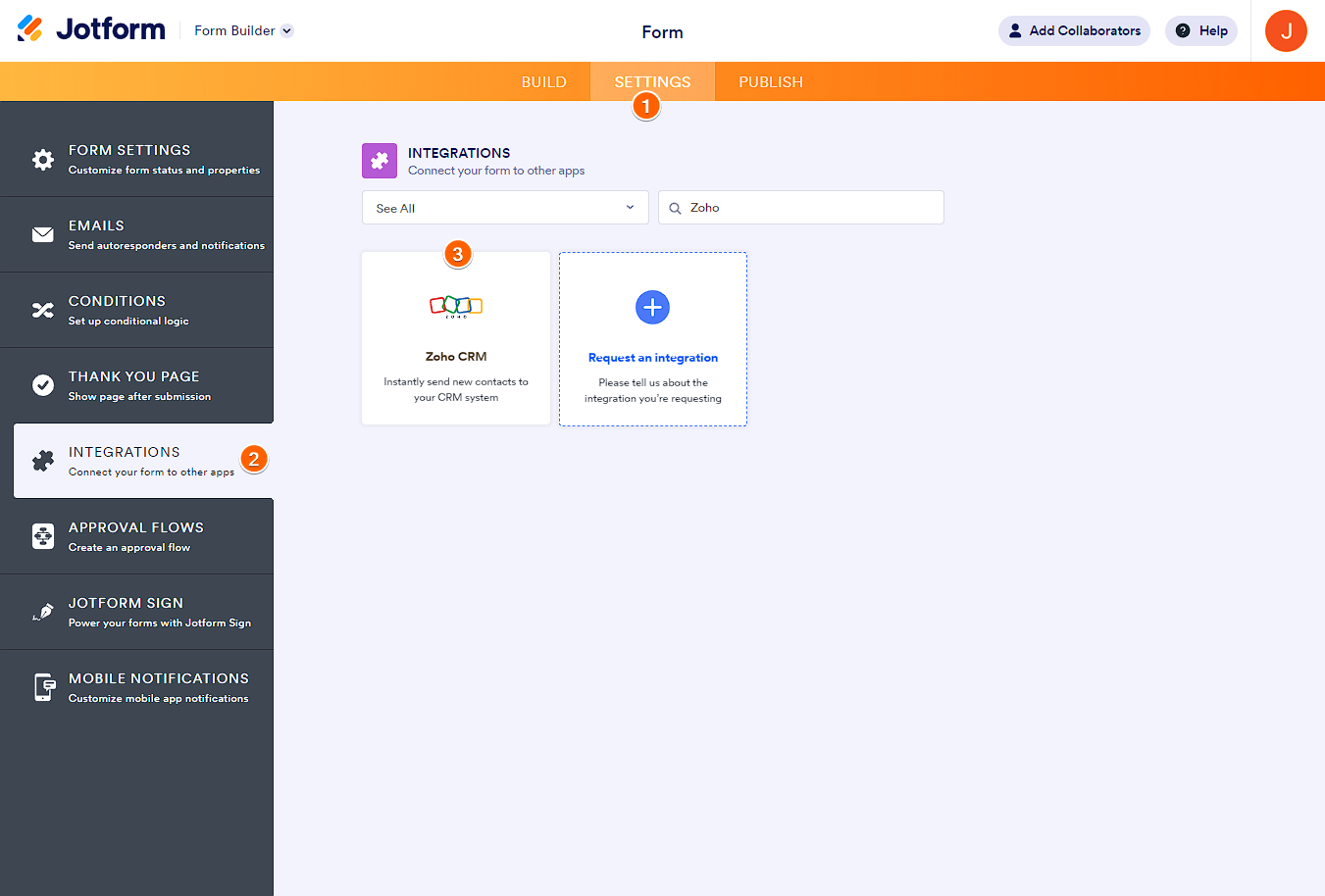 Integraciones de Jotform con Zoho CRM