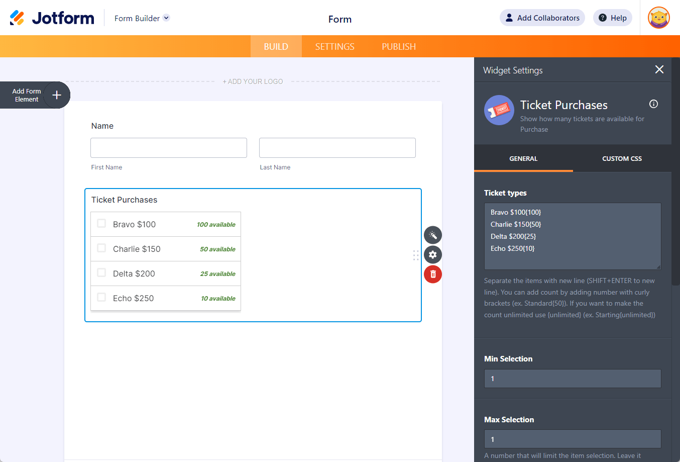 jotform-ticket-purchases-widget-settings