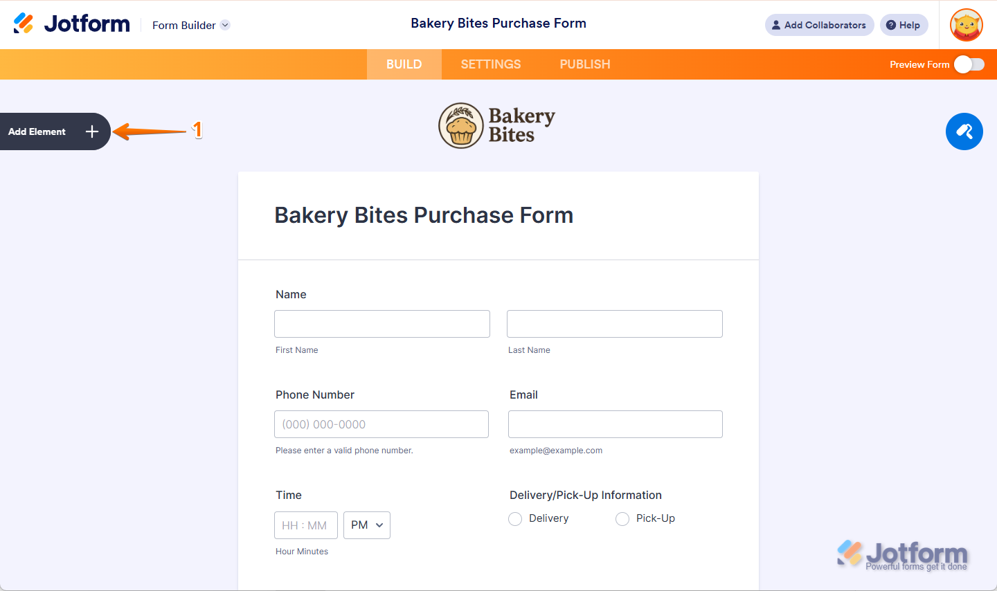 Click Add Element in Form Builder in Jotform