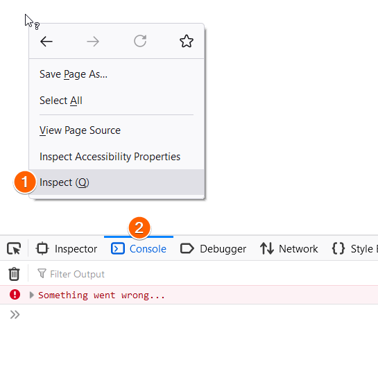 Capture d'écran des étapes pour afficher les journaux de la console dans Firefox