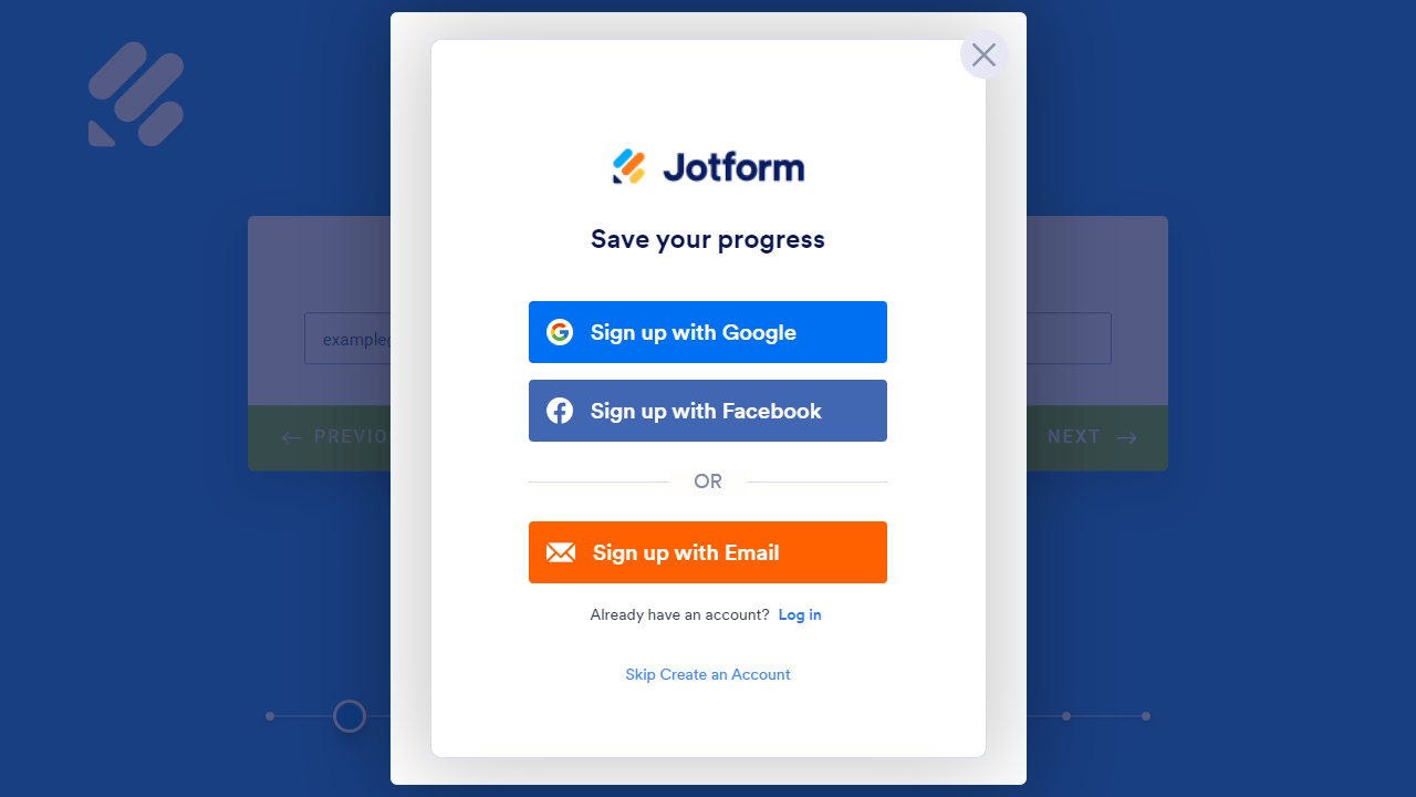 The login dialog for logged out users