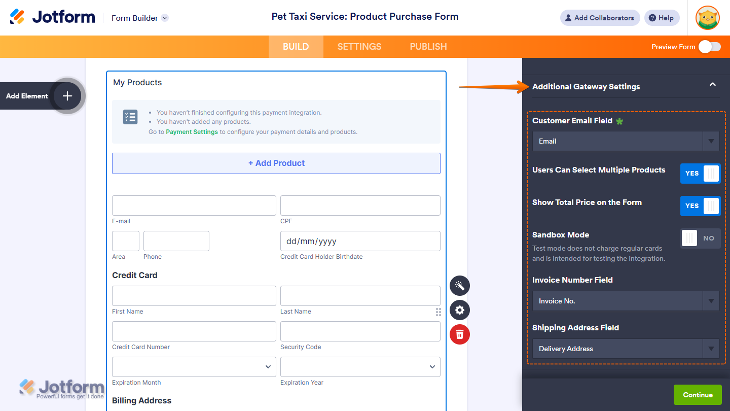 Additional Gateway Settings in the PagSeguro Integration window of the Jotform Form Builder