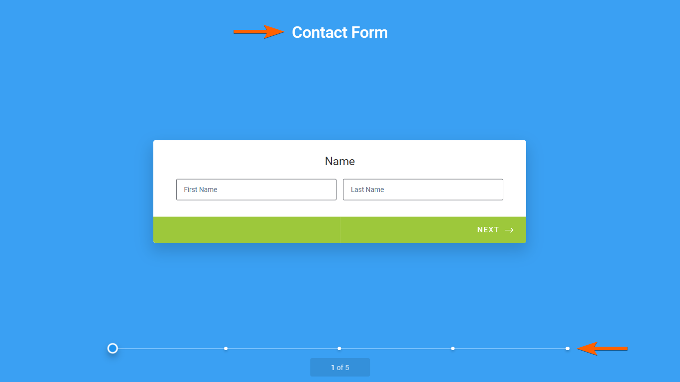 The form title and progress bar in Jotform Cards