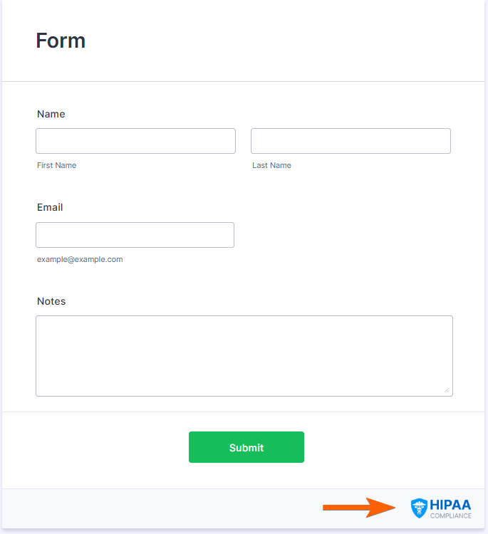 A HIPAA badge on a classic form