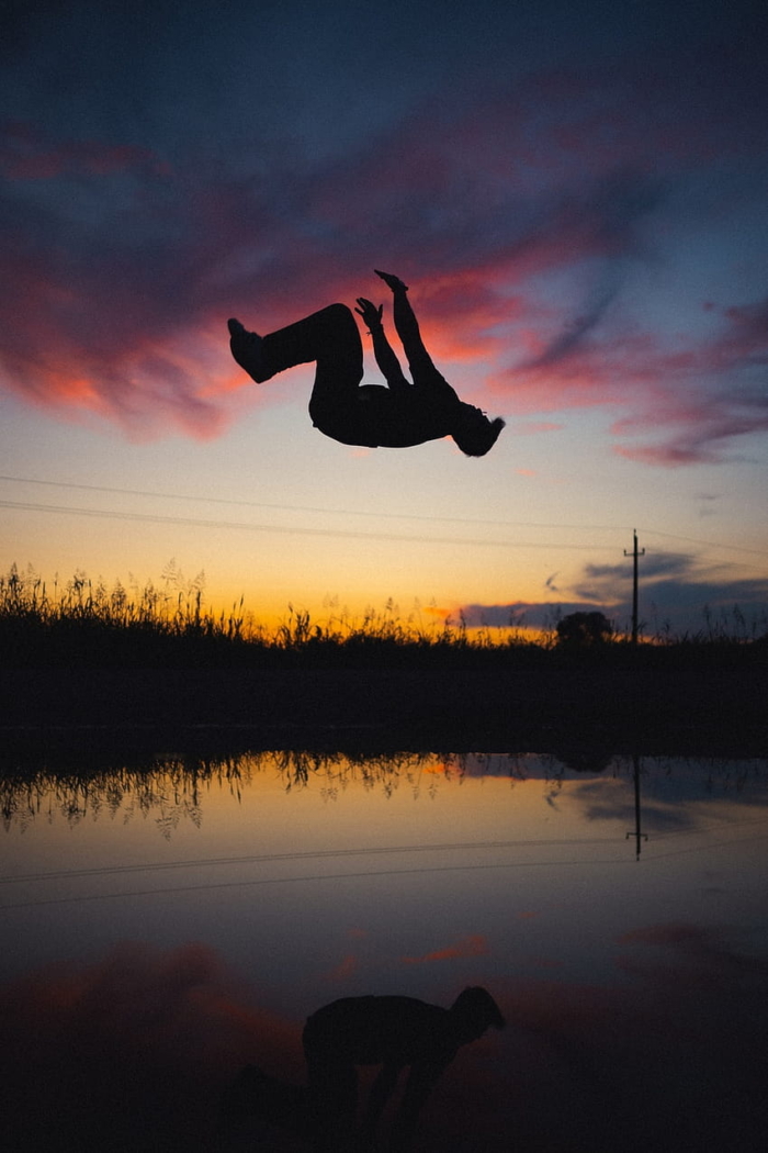 Somersault on lake
