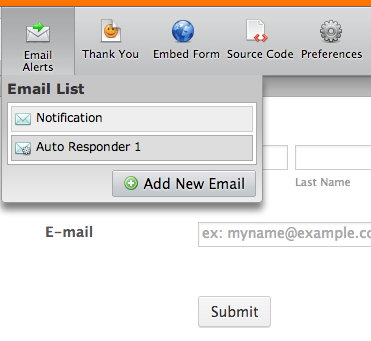 online form email settings