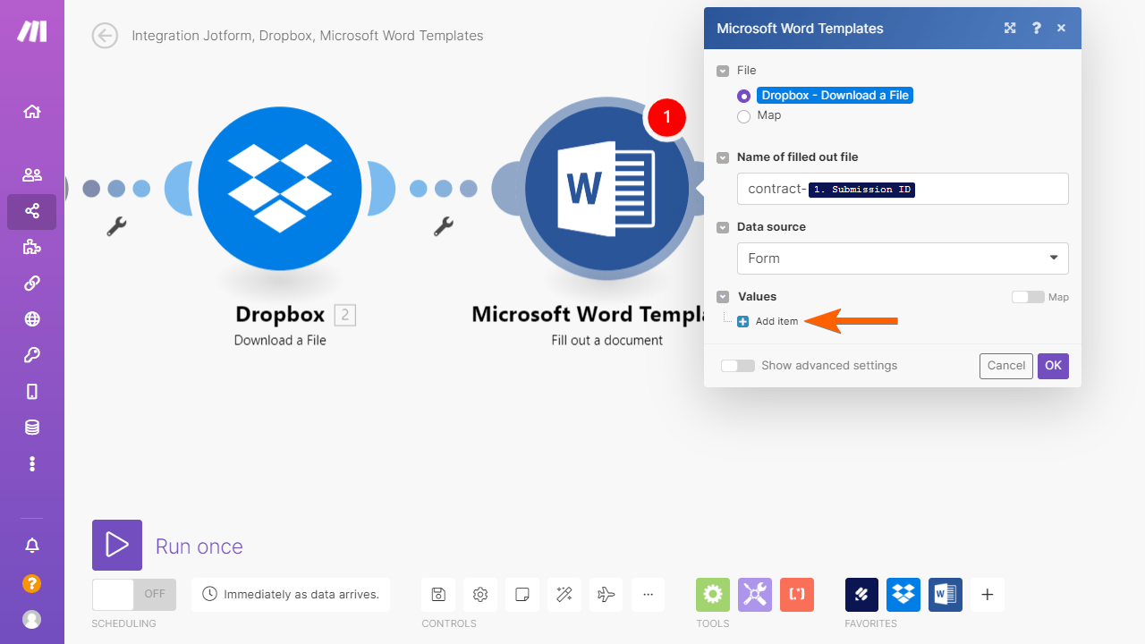 Modelos do MS word no Make