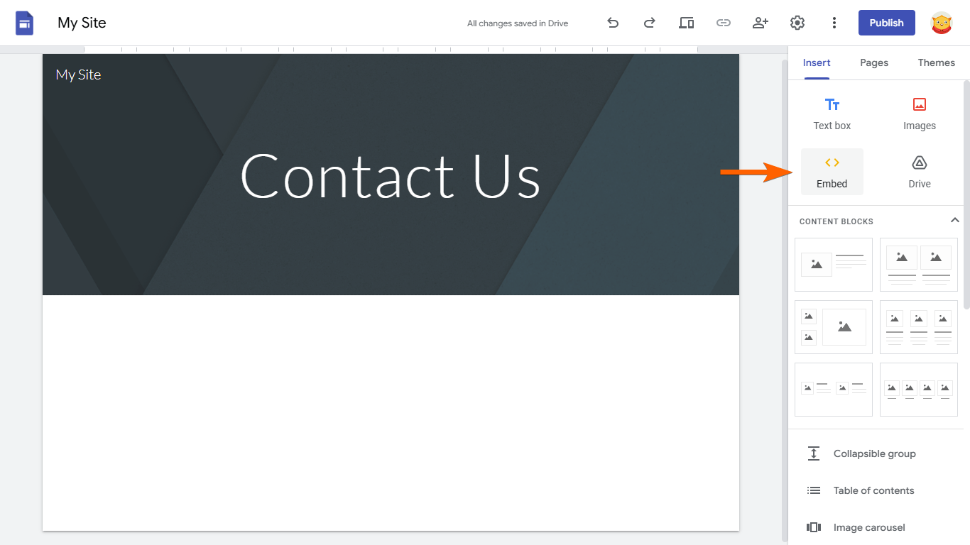 An Embed element in Google Sites