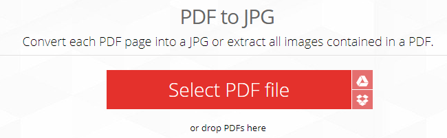 PDF to Jpg Upload Screen