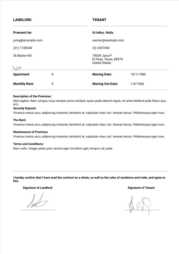 Rental Agreement Template