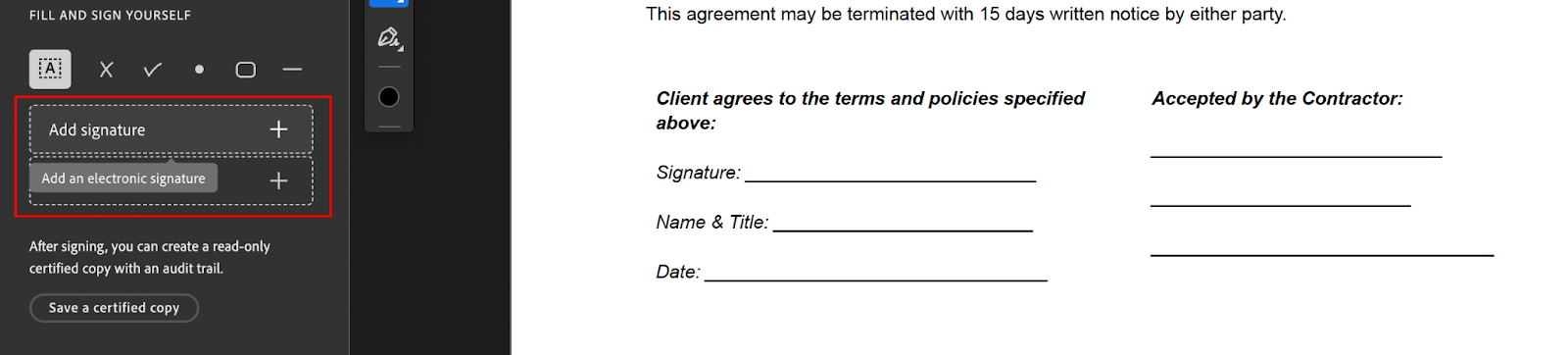 Adobe Acrobat Reader Add Signature Tab