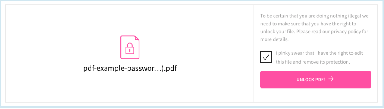 Unlock PDF with SmallPDF