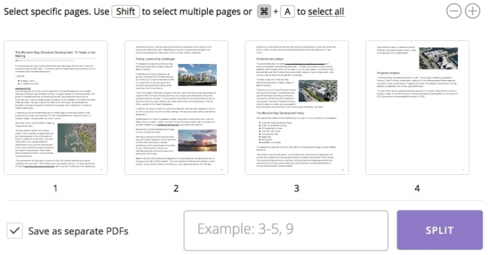 separate PDF files in PDF