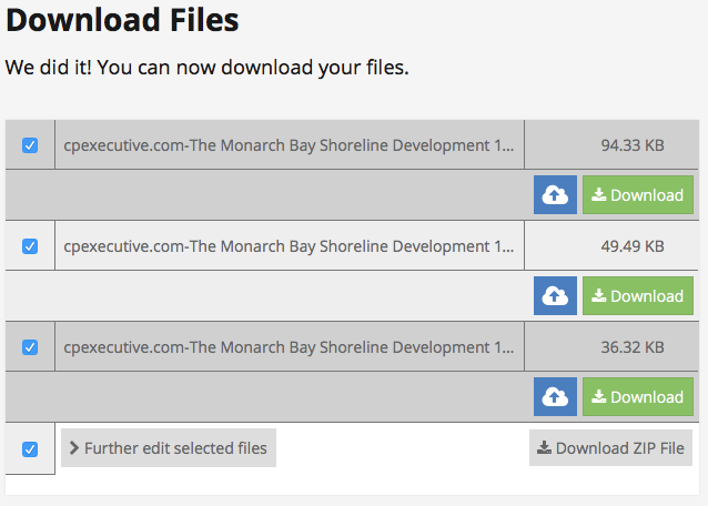 split PDF files in PDF2Go "download files"