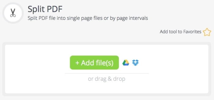 split PDF files in free online PDF Candy step 1