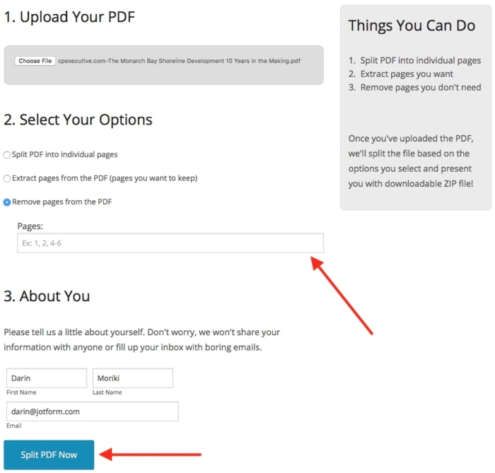 Remove page from the PDF