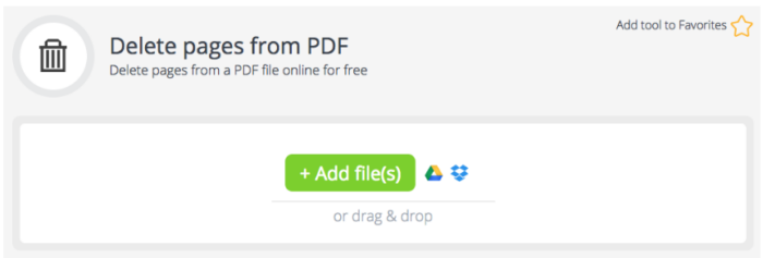 Add file to be deleted, PDFCandy
