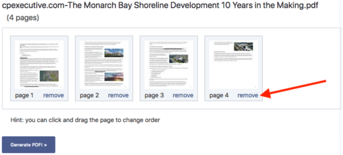 Choose and arrange the pages, PDFResizer