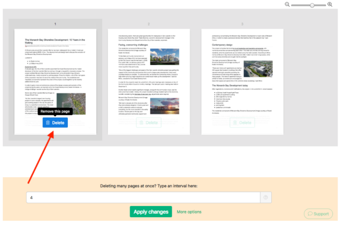 Choose the page to be deleted, Sejda