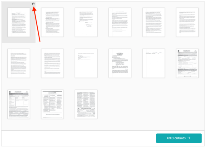 Choose page to delete, SodaPDF