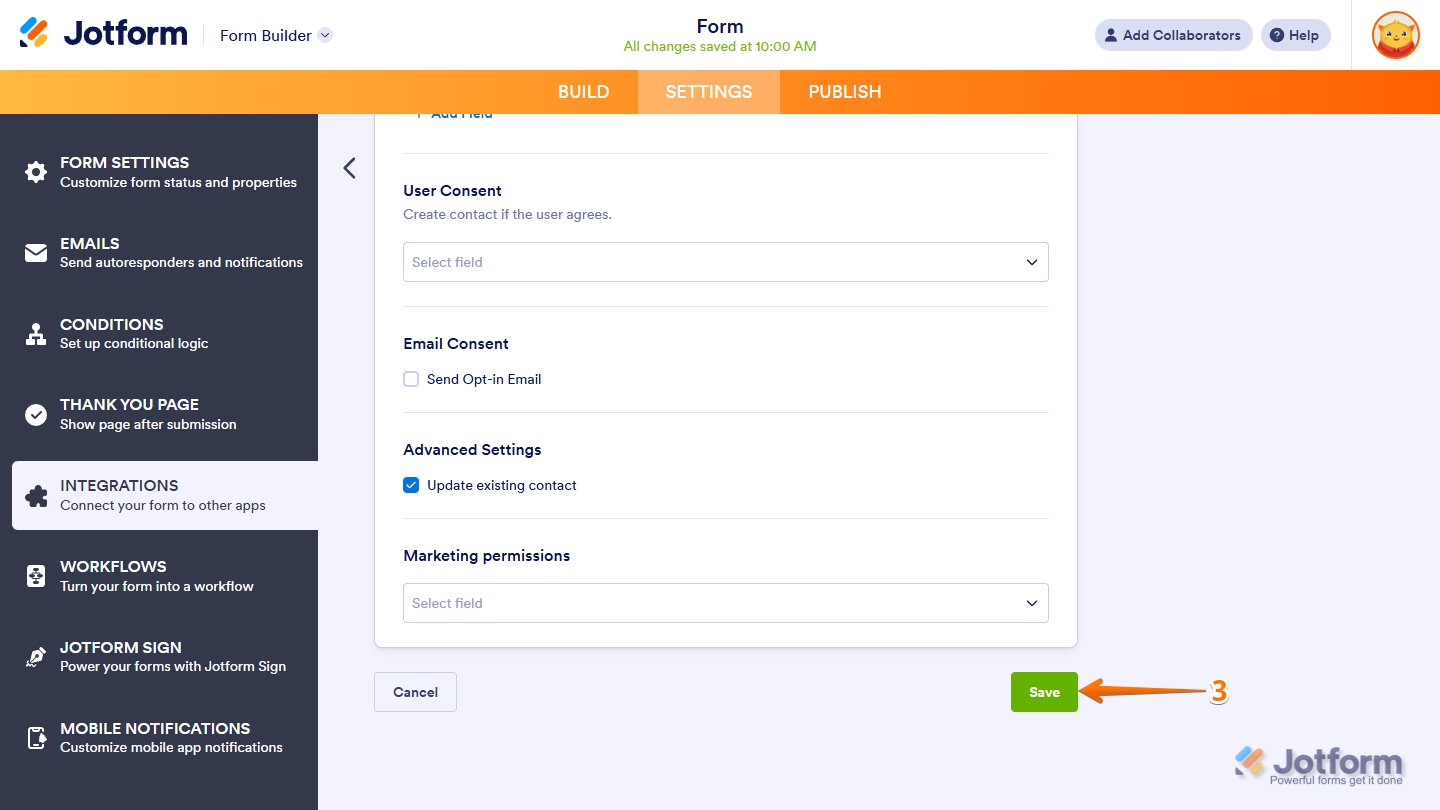 Save button in Mailchimp integration