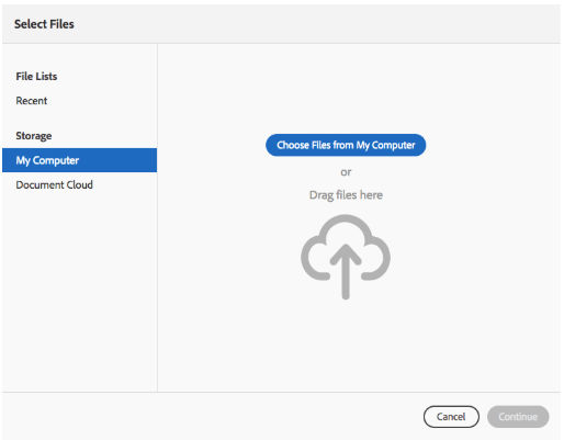 Elegir archivos para combinar