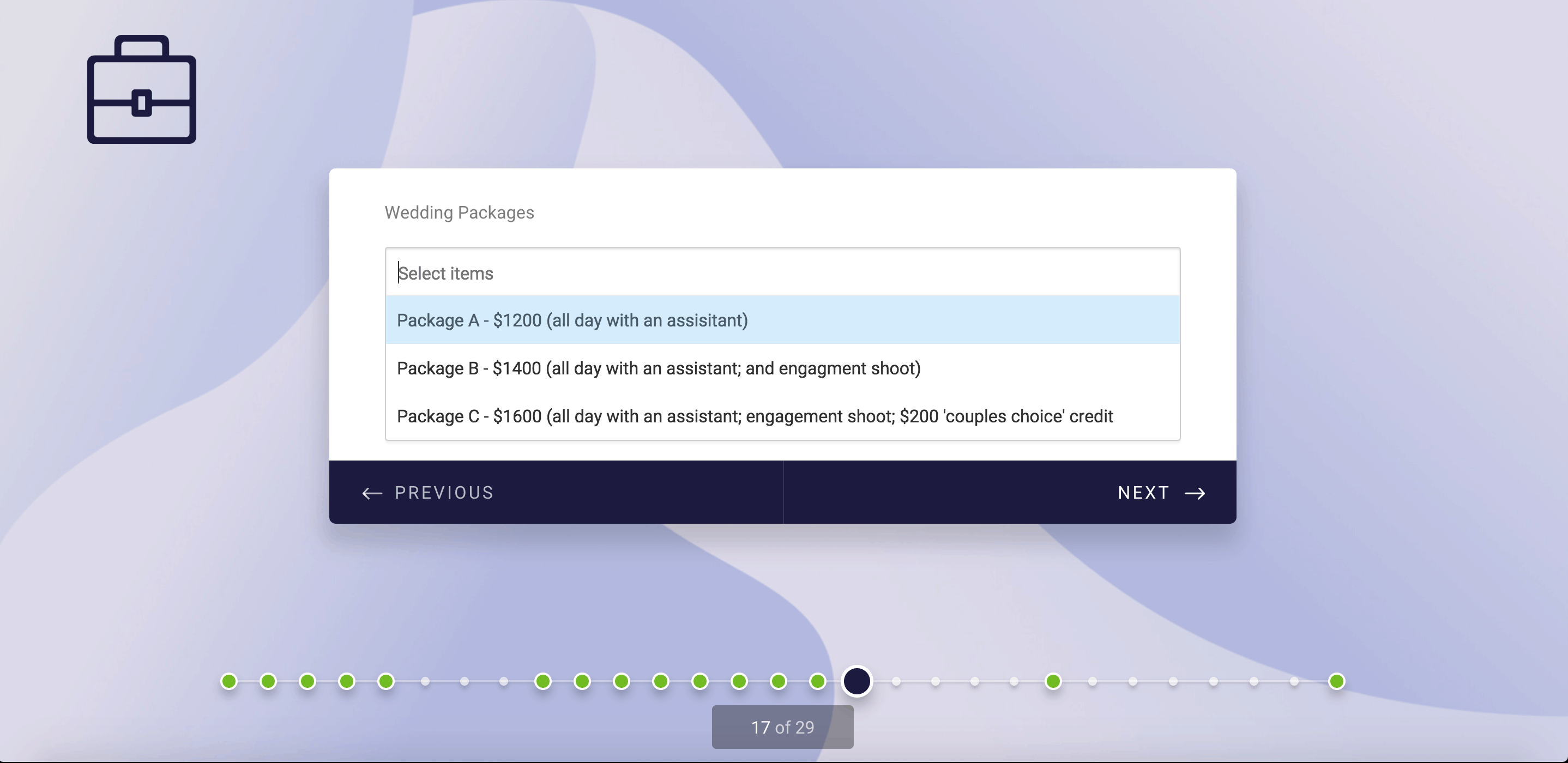 Multiple Selection widget
