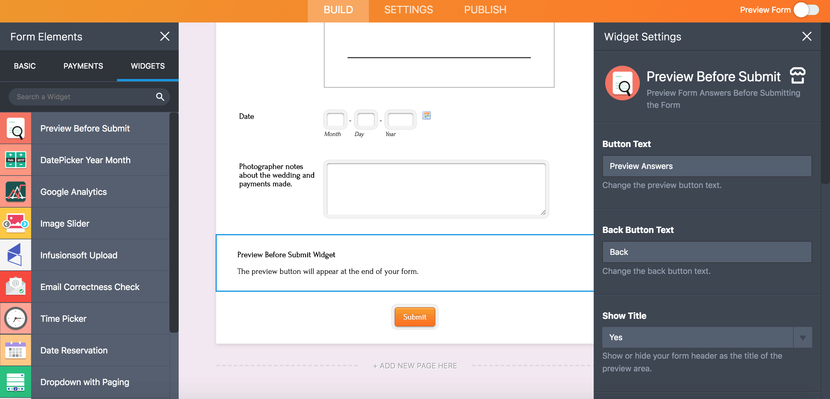 Preview Before Submit