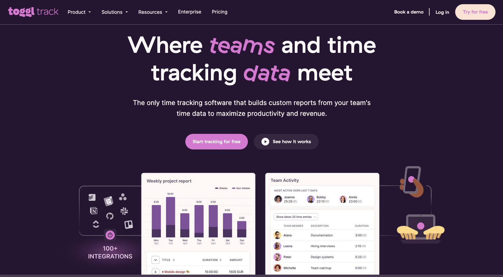 Toggl Track Landing Page