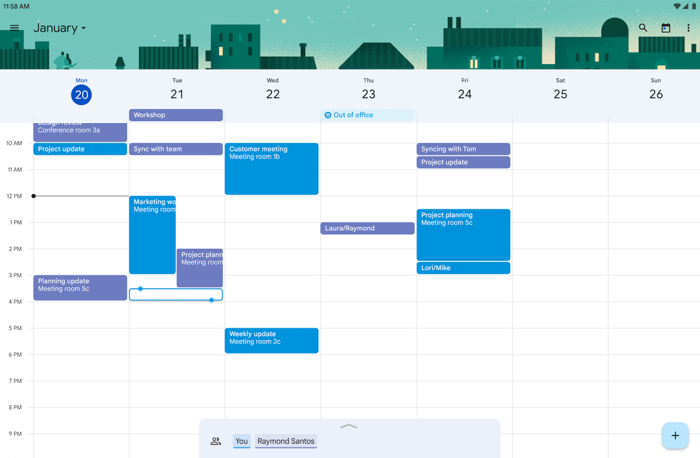 User Interface of Google Calendar
