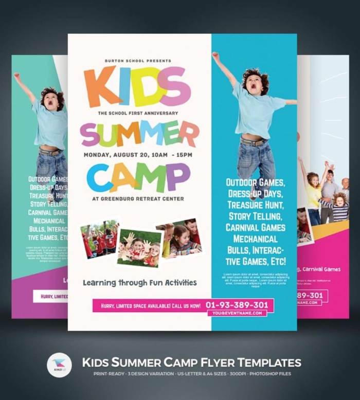 Kids Summer Camp Flyers PSD Template