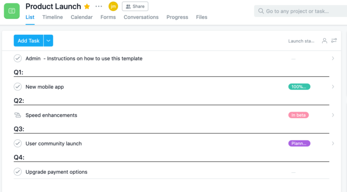 Asana product launches
