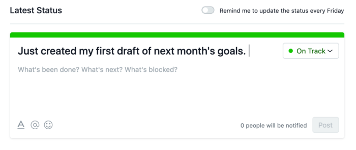 asana latest status