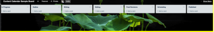 Trello content calendar