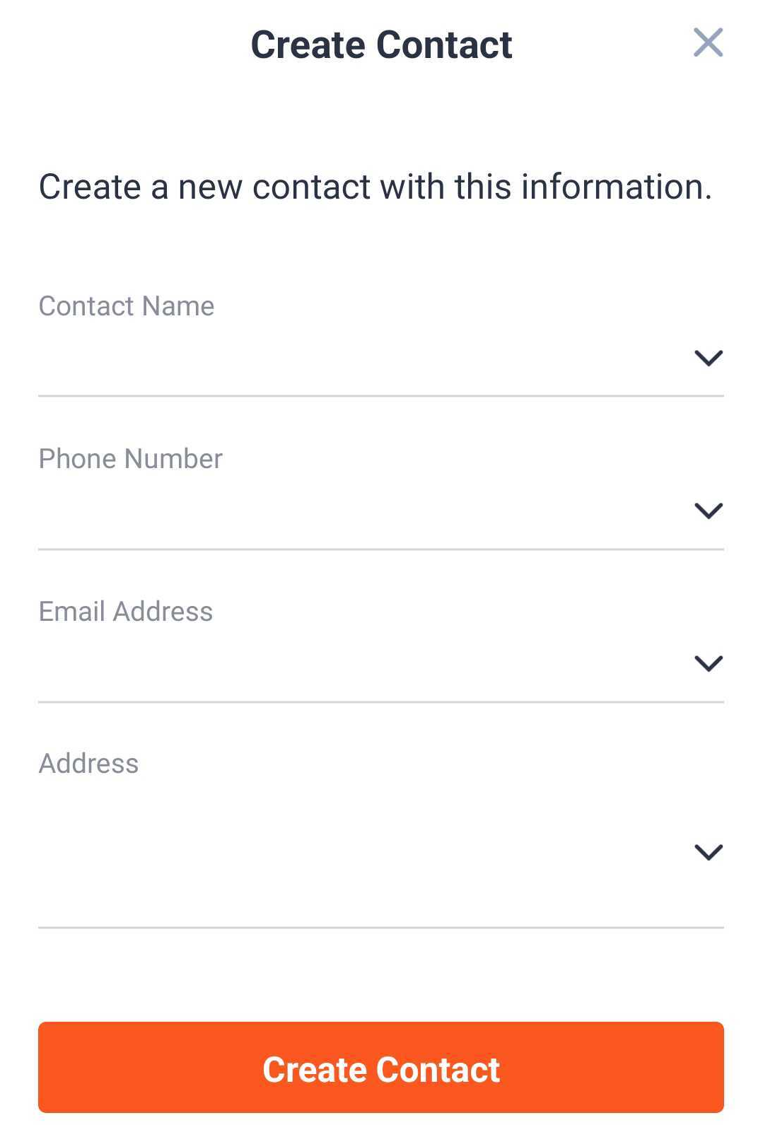 Creando contacto desde la opción de envío en la app Jotform Mobile Forms