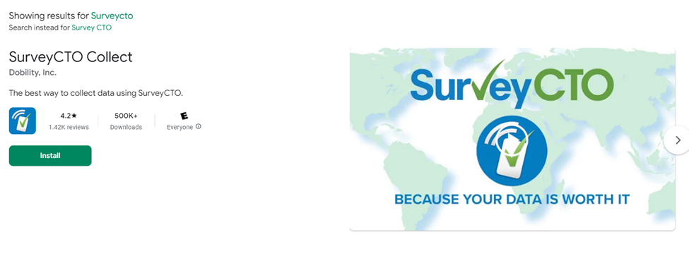 screenshot of surveycto cpllect