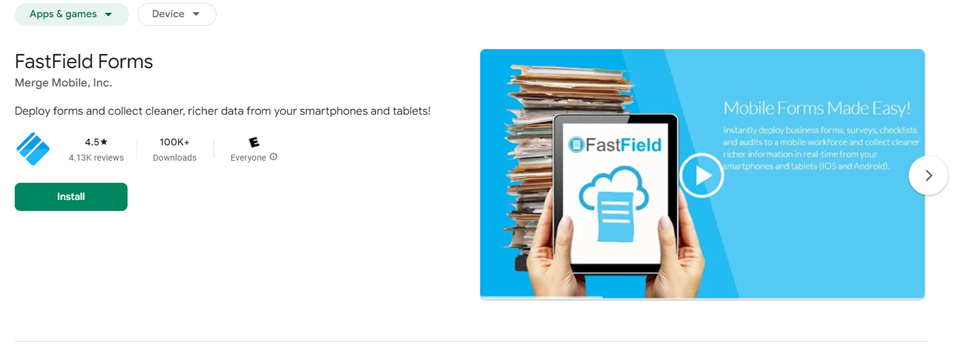screenshot of fastfield forms