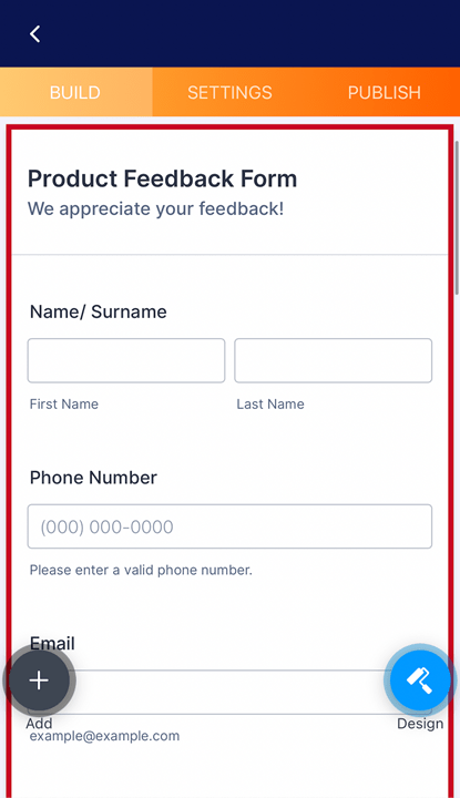 Jotform Mobile Product Feedback Form