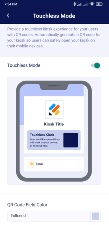 Jotform Mobile Forms Touchless Mode option