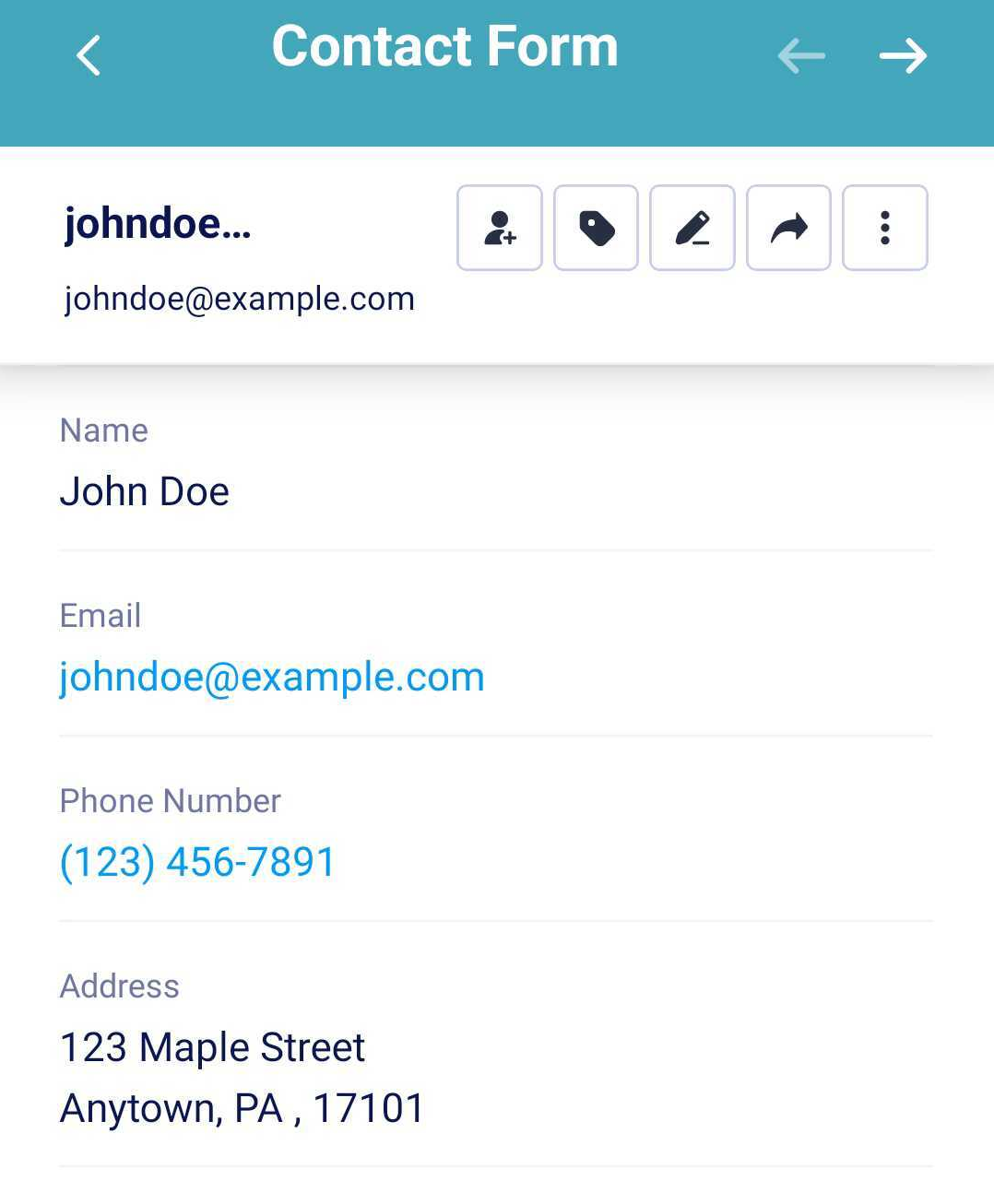 Presentación que se recibió en las Apps móviles de Jotform