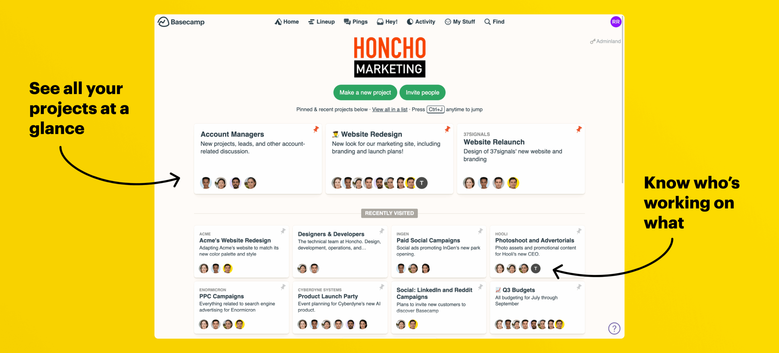 User Interface of Basecamp