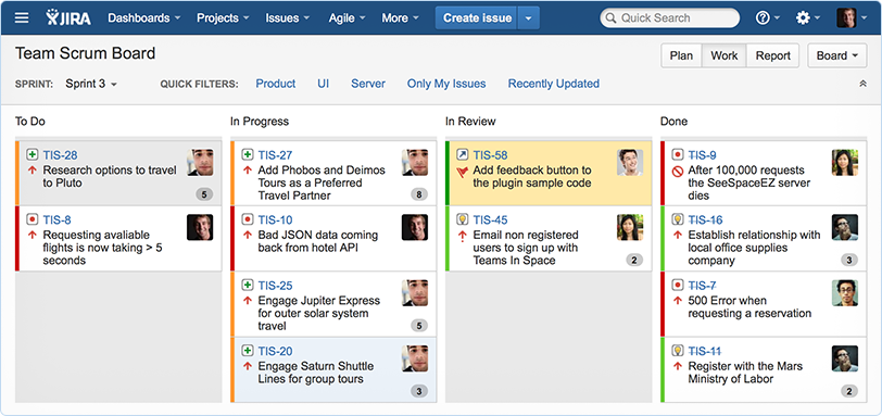 jira kanban board user interface showing project progress and timeline