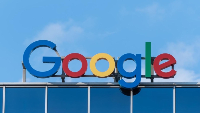 A photo of Google’s sign on a building